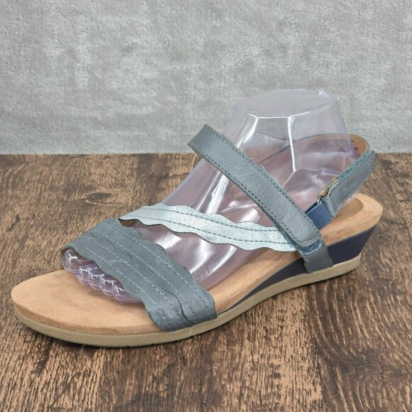 Earth Origins Pico Poppy Sandals 9 W Admiral Blue Multi Leather Metallic Strappy - Picture 13 of 13